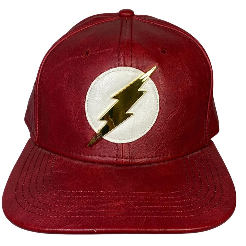 DC Comics Originals Flash Hat Cap Gold Metal Red Faux Leather One Size